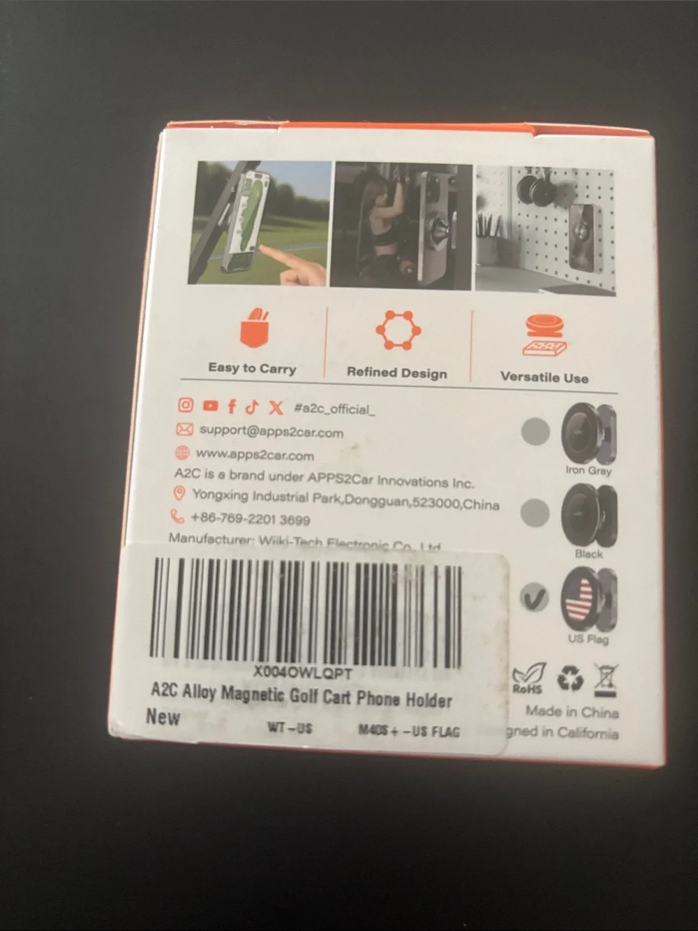 Magnetic Phone Mount - Black with Orange Accent
